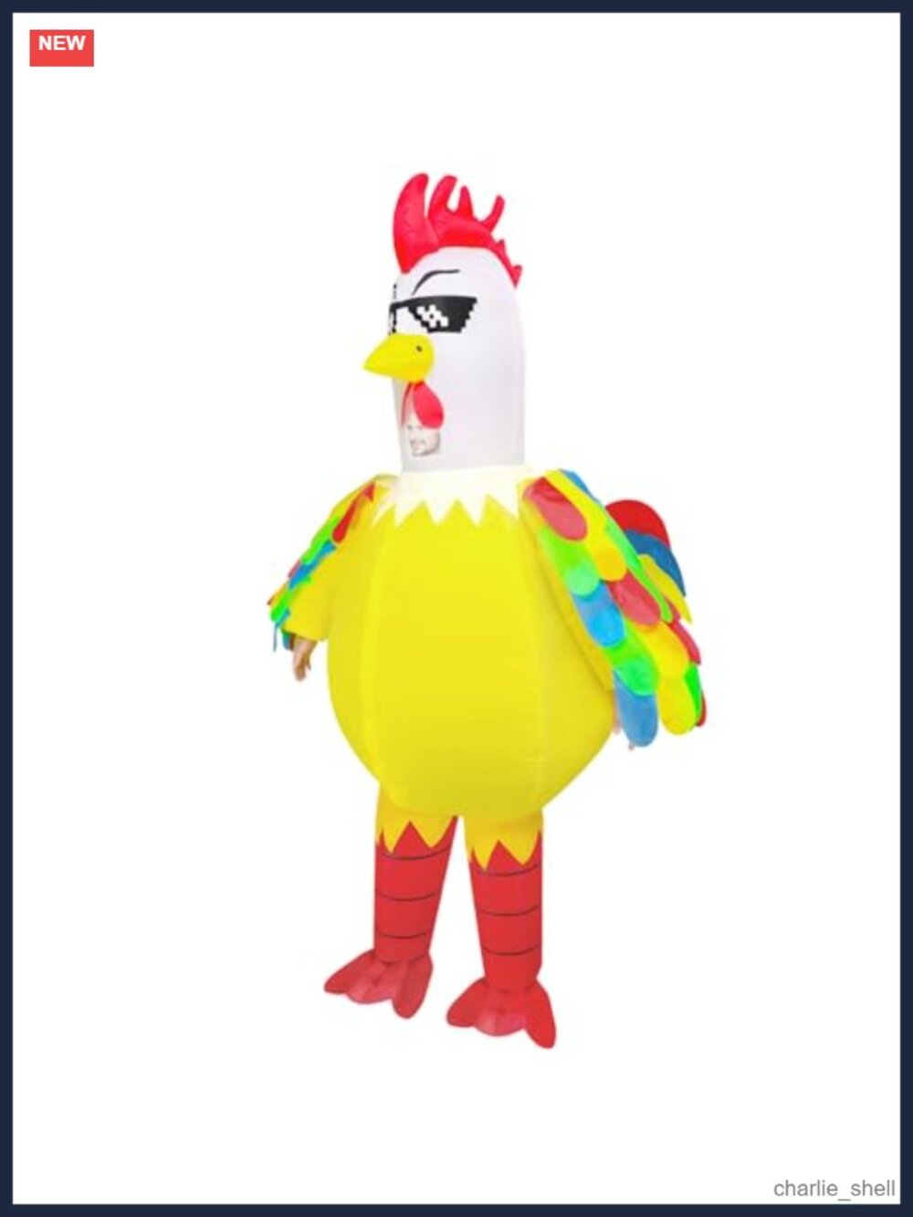 Inflatable Chicken Costume Adult Funny Blow Up Cosplay X-Large Zipper Polyester
